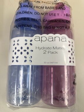 Apana Hydrate Mates 2-Pack Water Bottles pop locking spouts leak proof lids easy